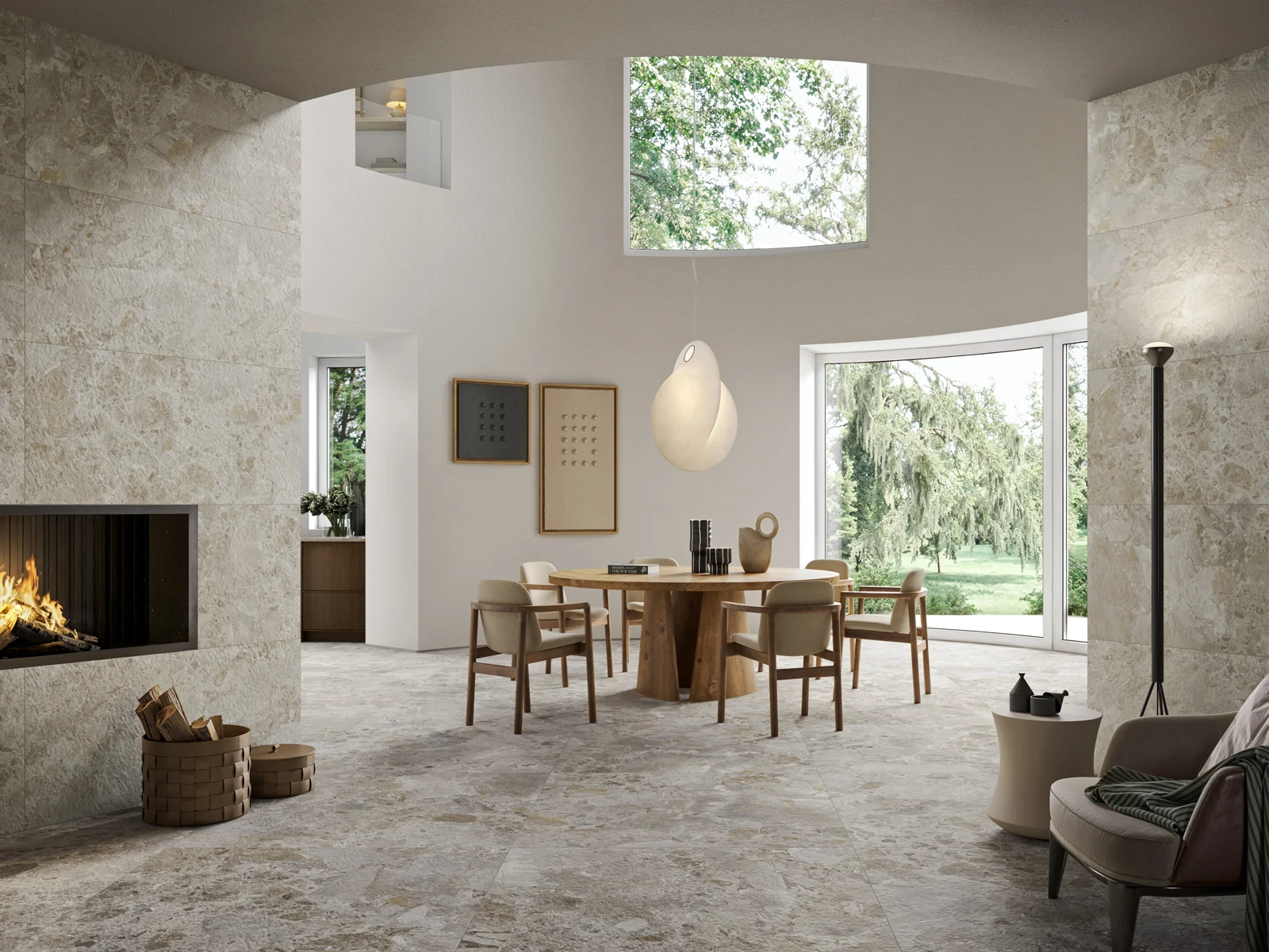 Crumble Stone Grey and Greige in a living room.