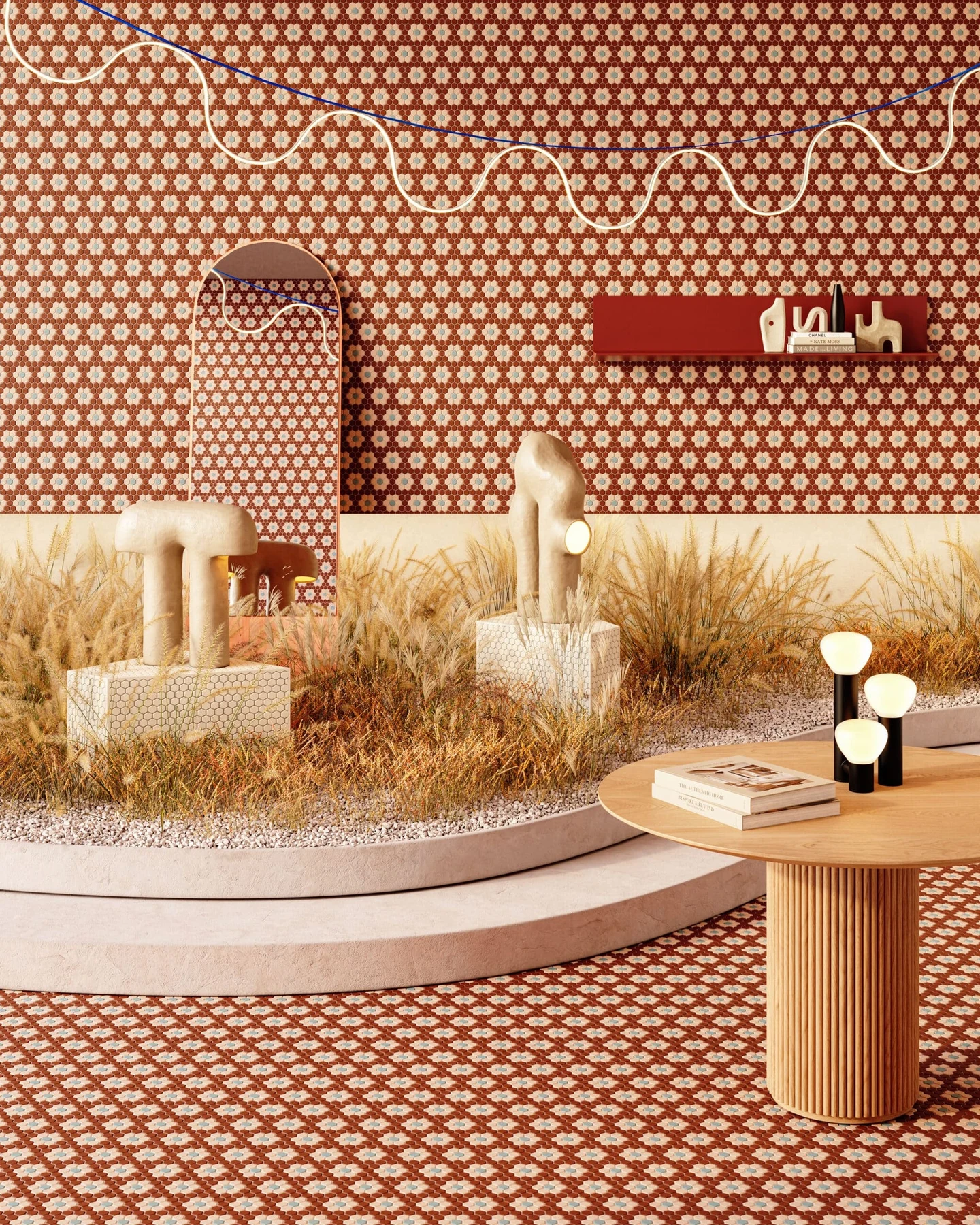 Pastelli · Hexagonal tile patterns in a retail setting.